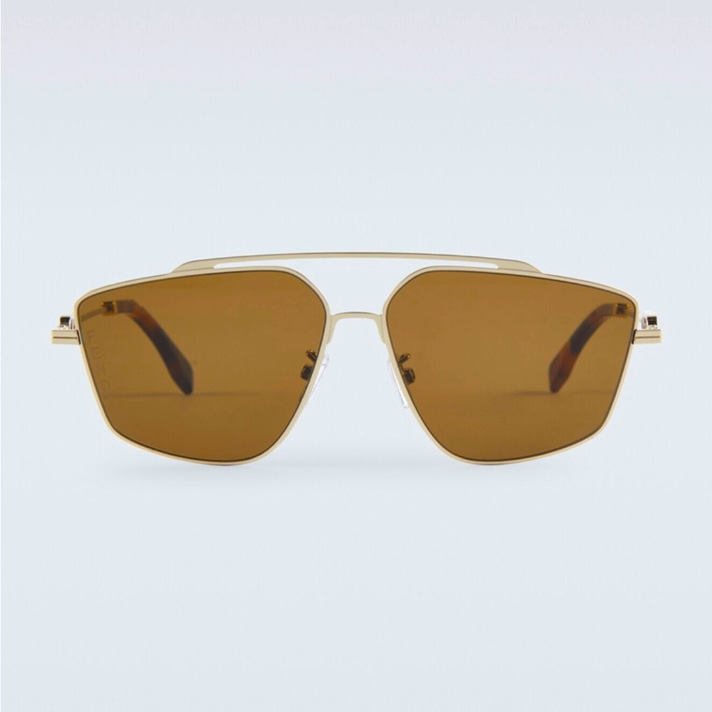 NEW FENDI O’LOCK PILOT SUNGLASSES FE40079U 32E MEN AVIATOR GOLD BROWN EYEWEAR